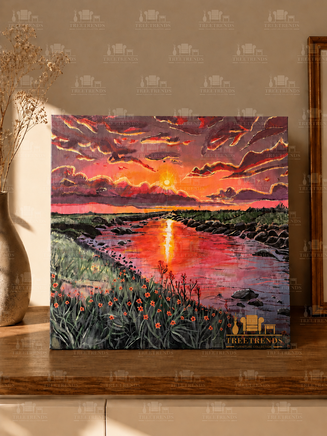 Crimson Reflection Medium
Hand-painted Acrylic on Canvas size 45.7 ×45.7cm