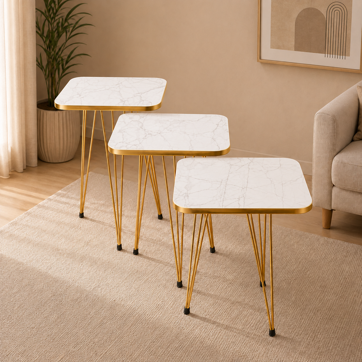 3-Piece Square Coffee & Nesting Table (UV Sheet) Bc-15703