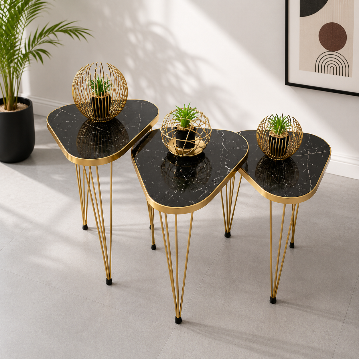3-Piece Triangular Nesting & Coffee Table Set (UV Sheet) Bc-15709