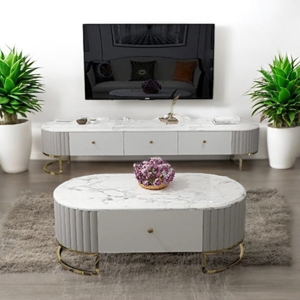 Luxury Center Table & Tv Table Set -1121-1204