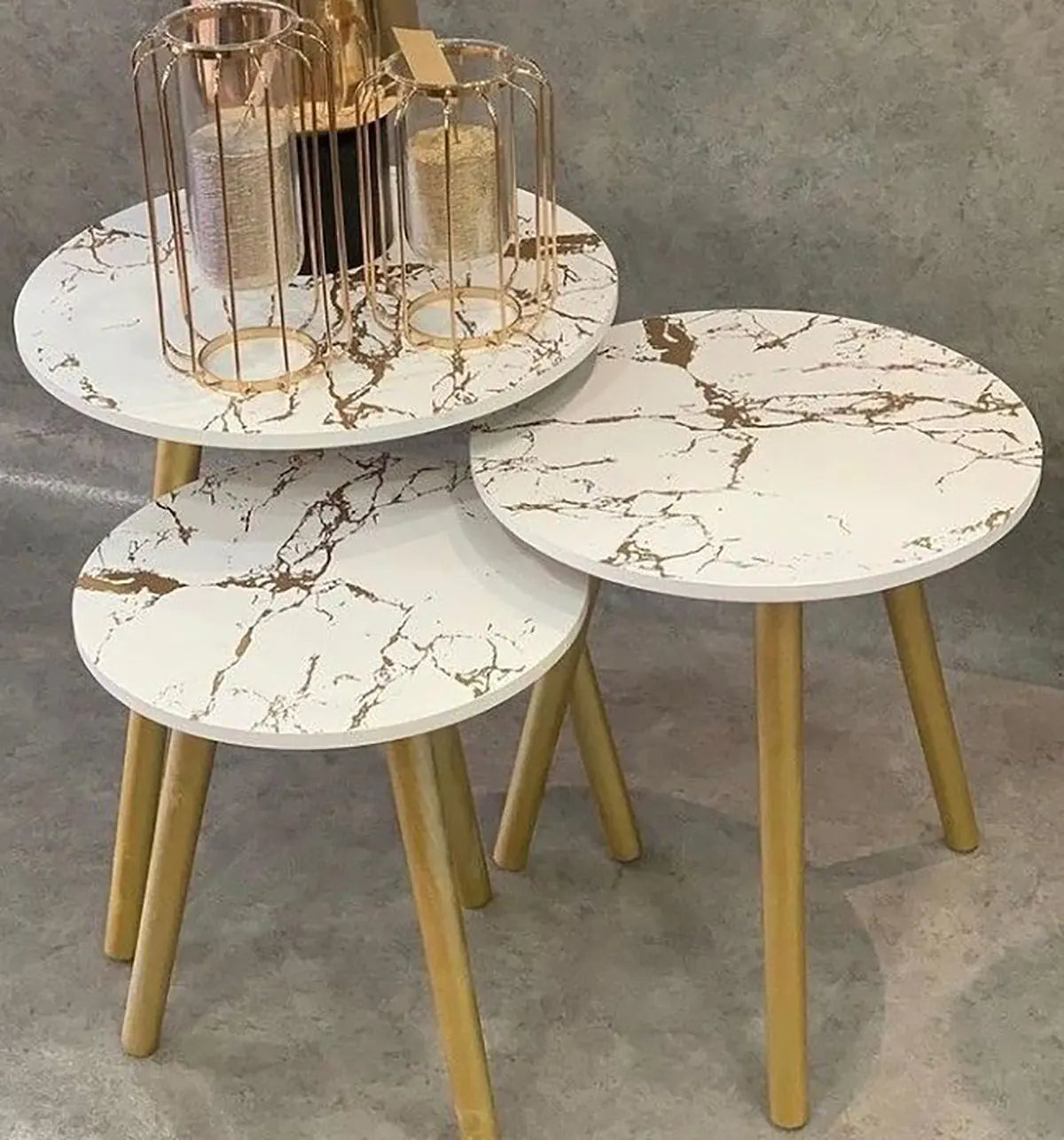 Exotic Set Of 3 Nesting Coffee Side Tables