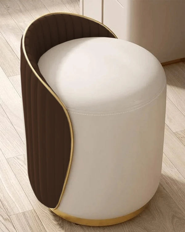 Elegant Upholstered brown Vanity Stool with Back and storage - 1507-10