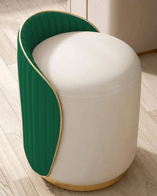 Elegant Upholstered Green Vanity Stool with Back - 1507-7