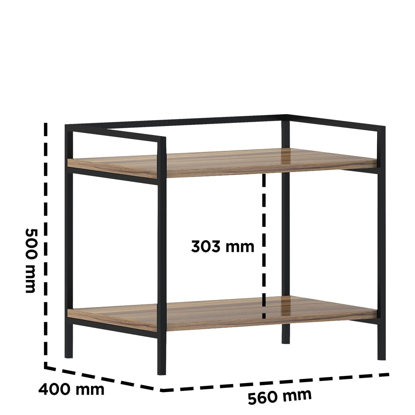 2 Tier Wood & Metal Microwave Stand Kitchen Storage Shelf Microwave