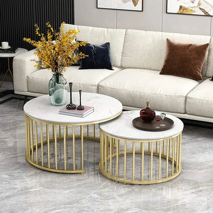Premium Golden Caged with Black Marble Table Set of 2 1106