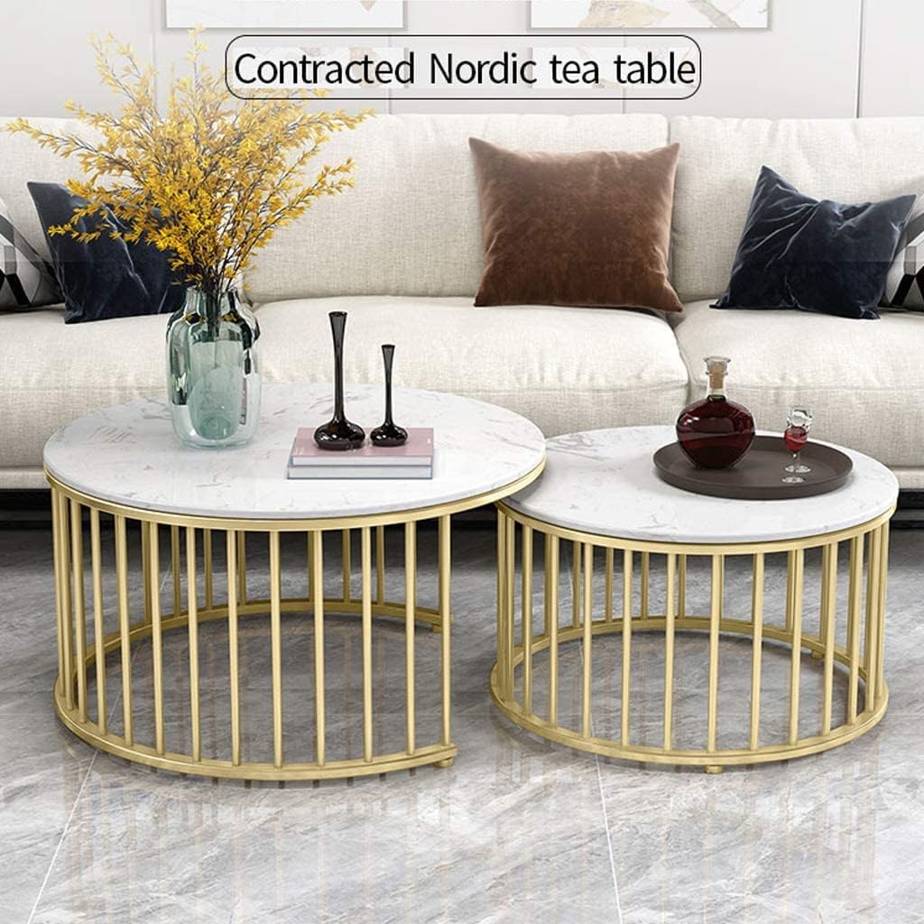 Premium Golden Caged with Black Marble Table Set of 2 1106