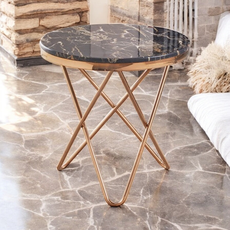Round Coffee Table Marble design Nesting End Tables
