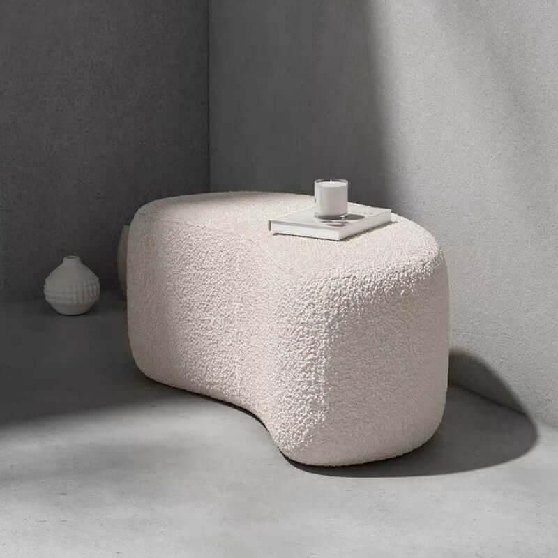 Wnzzy Stylish Soft Boucle Upholstery Entryway Shoe Changing Stool Bench Ottoman