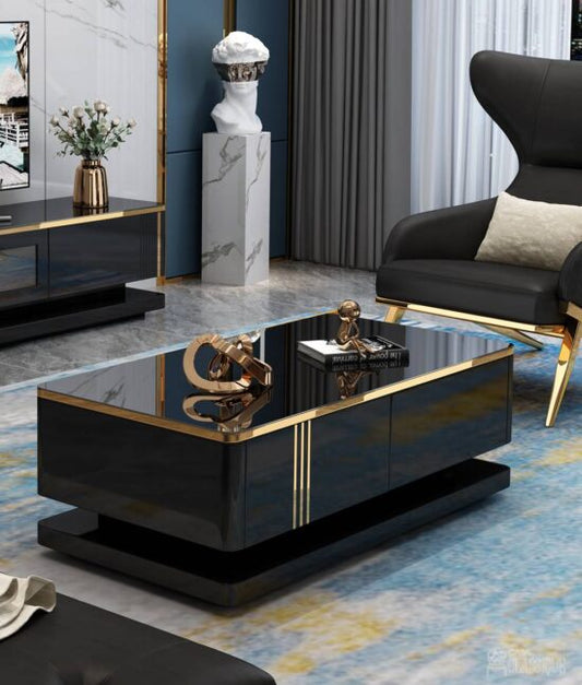 Viviana Coffee Table Gloss Black & Gold 1118