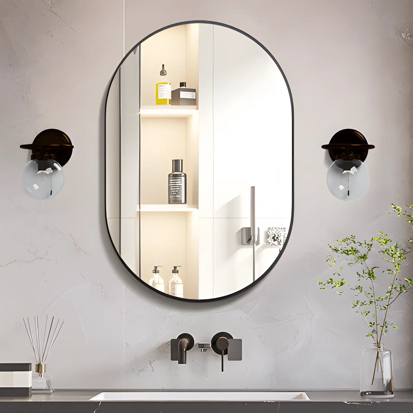 Conguiliao Oval Bathroom Bedroom Vanity Wall Mirror Décor 1401