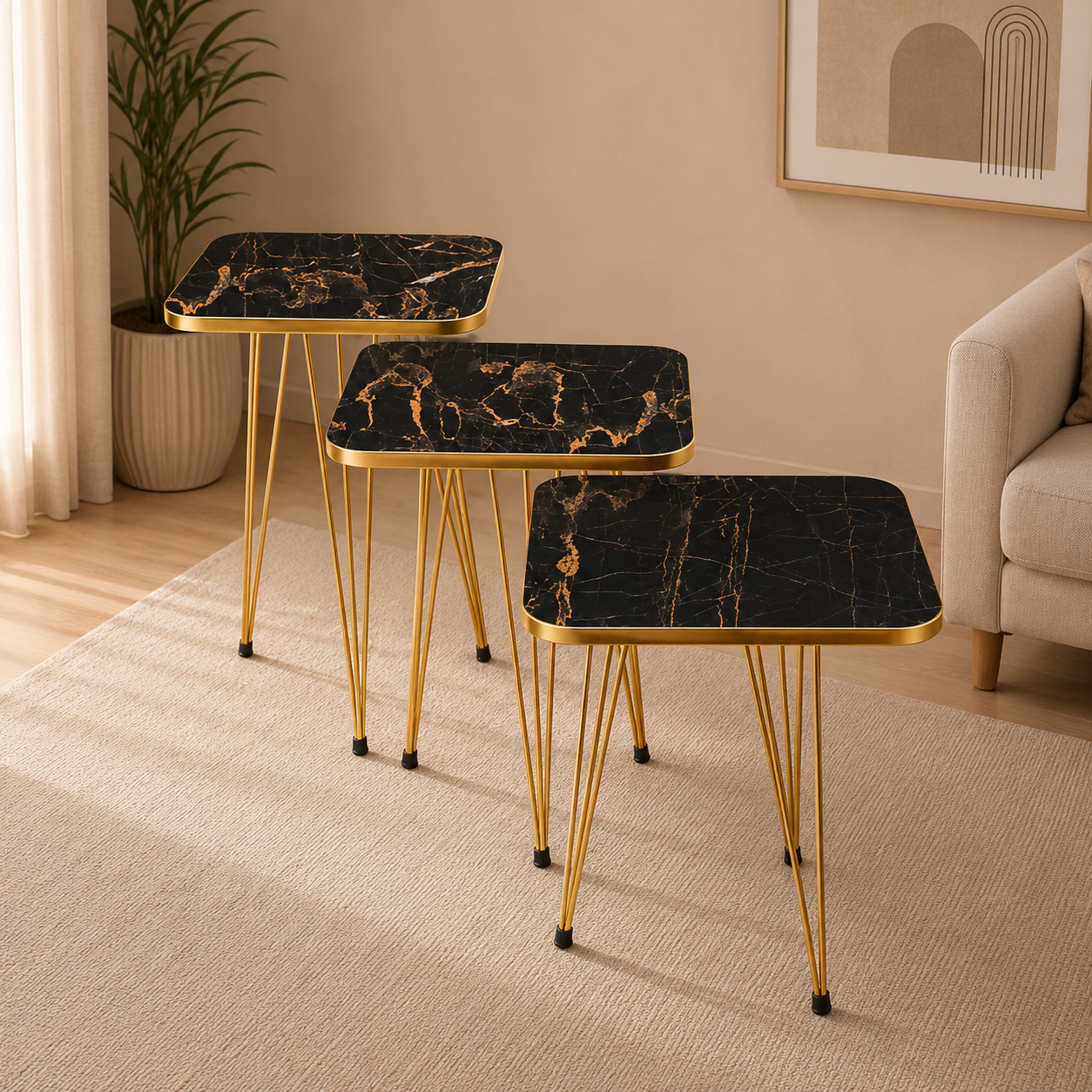 3-Piece Square Coffee & Nesting Table (UV Sheet) Bc-15703