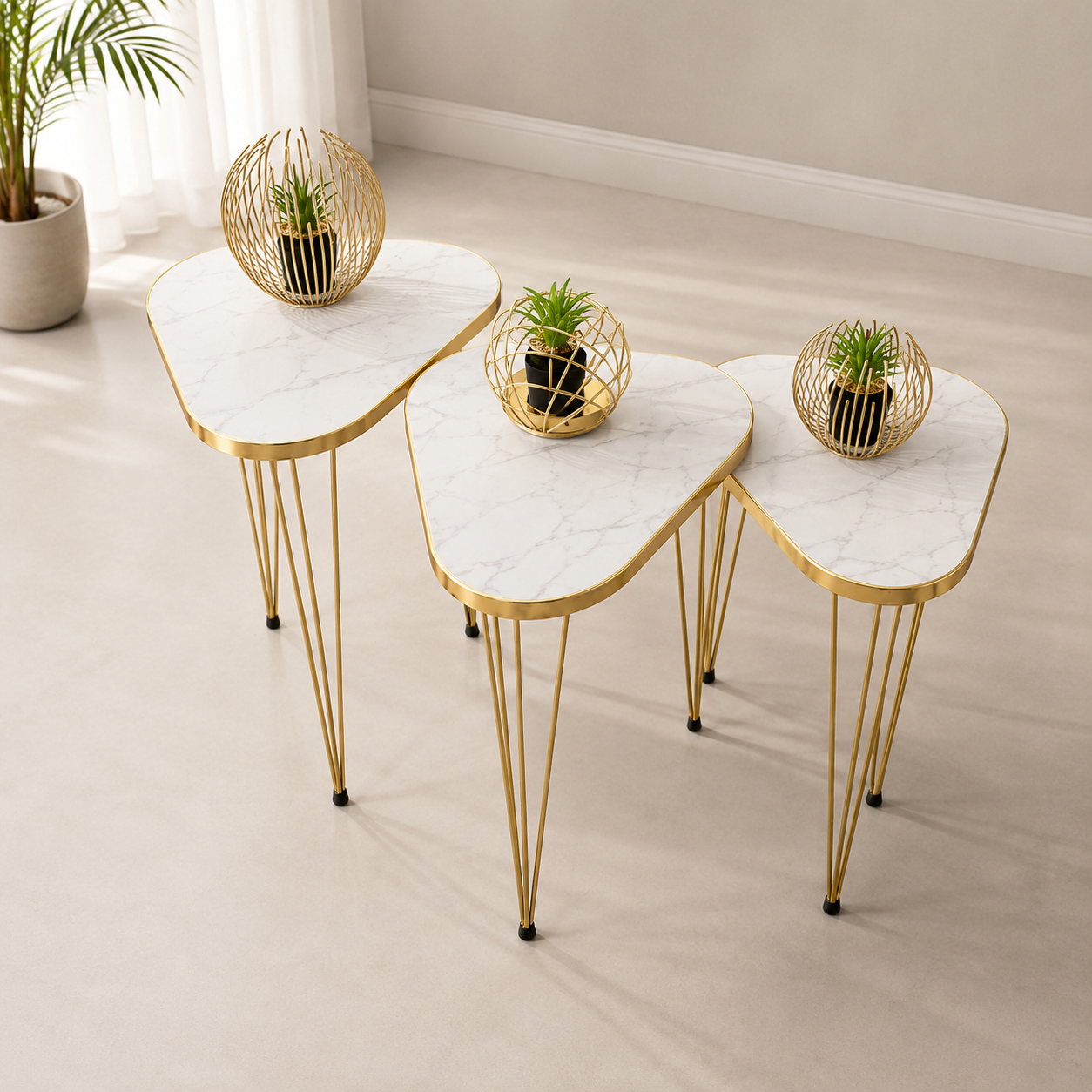 3-Piece Triangular Nesting & Coffee Table Set (UV Sheet) Bc-15709