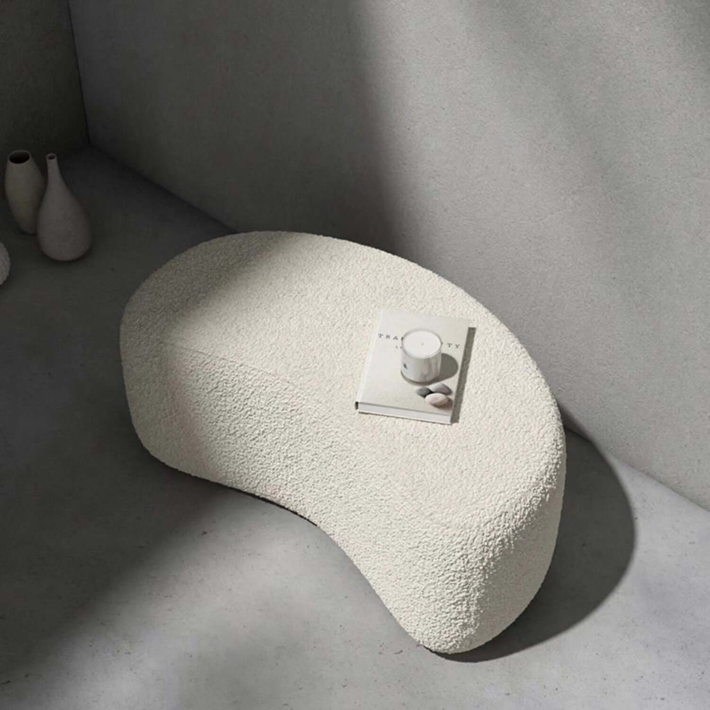 Wnzzy Stylish Soft Boucle Upholstery Entryway Shoe Changing Stool Bench Ottoman