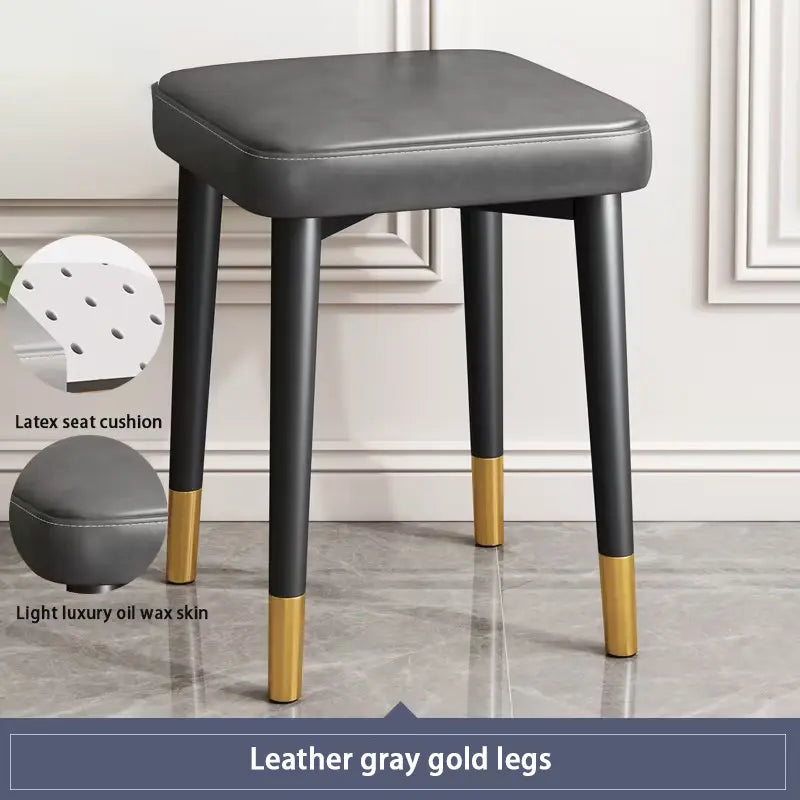 Square Leathered and Velvet Ottoman Stool 1504