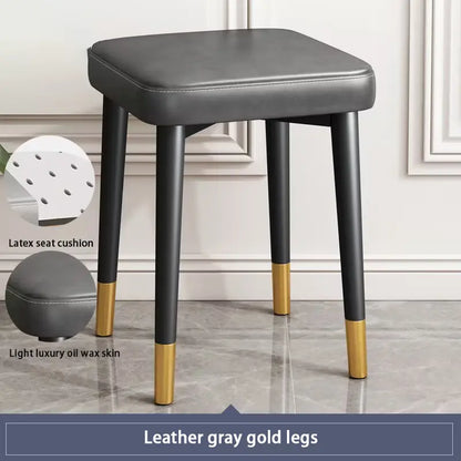 Square Leathered and Velvet Ottoman Stool 1504