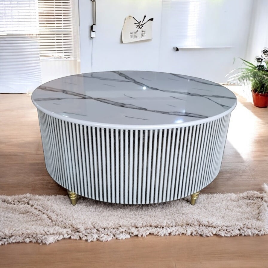 Round MDF Marble Design center table 1117