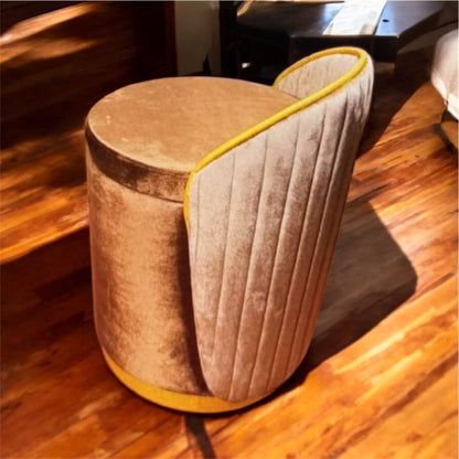 Elegant Upholstered brown Vanity Stool with Back and storage - 1507-10