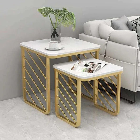 Striation Living Lounge Center Side Nesting Tables (Set Of 2)