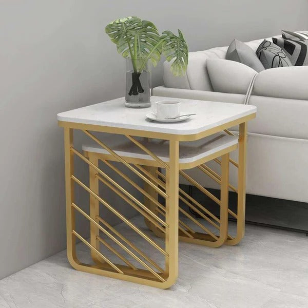 Striation Living Lounge Center Side Nesting Tables (Set Of 2)