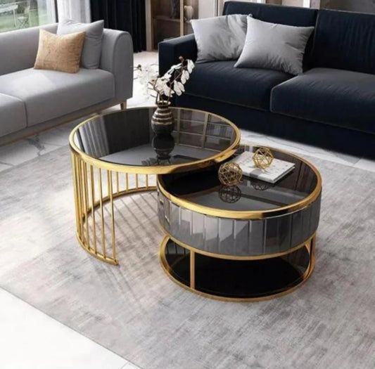 Round Coffee Gold & Black Nesting Coffee Table Set 1115