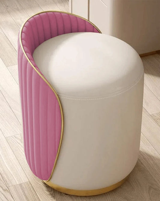 Elegant Upholstered Pink Vanity Stool with Back - 1507-8