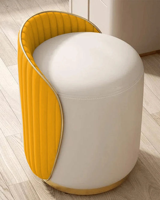 Elegant Upholstered Yellow Vanity Stool with Back - 1507-5