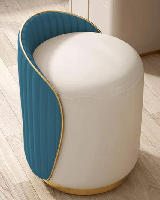 Elegant Upholstered Sky Blue Vanity Stool with Back - 1507-4