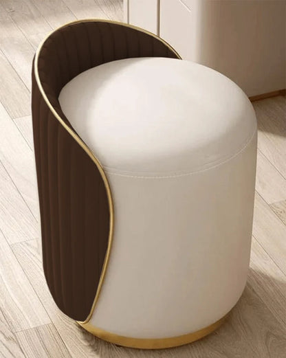 Elegant Upholstered brown Vanity Stool with Back and storage - 1507-10