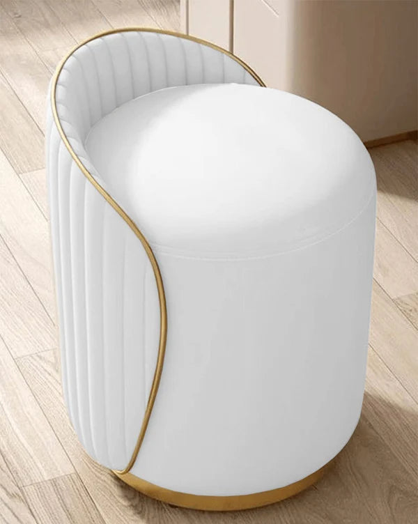 Elegant Upholstered brown Vanity Stool with Back and storage - 1507-10