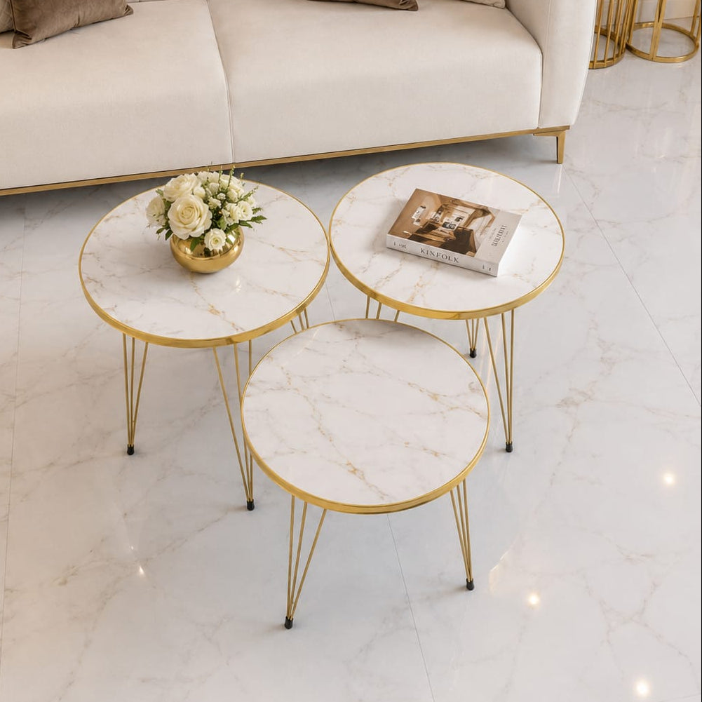 3-Piece Circular Nesting & Coffee Table (UV Sheet) Bc-15705