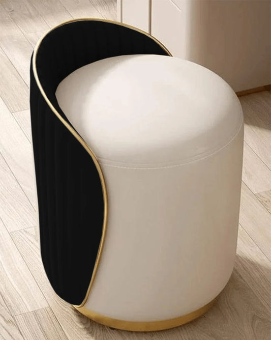 Elegant Upholstered Black Vanity Stool with Back - 1507-2