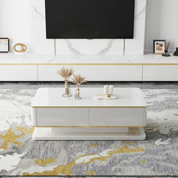 Viviana Coffee Table Gloss White & Gold