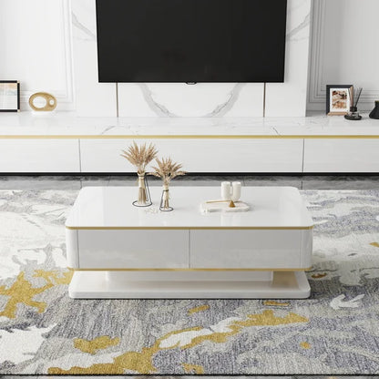 Viviana Coffee Table Gloss White & Gold